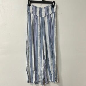 Ocean Drive Striped Wide-Leg Pants in Blue and White